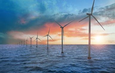 Windmills energy ocean